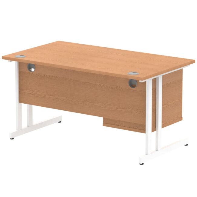 impulse 1400mm cantilever straight desk with single fixed pedestal