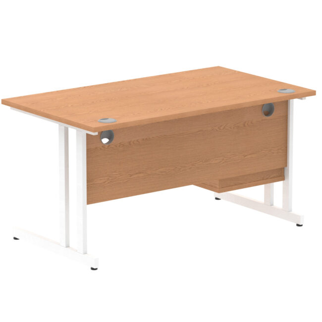 impulse 1400mm cantilever straight desk with single fixed pedestal