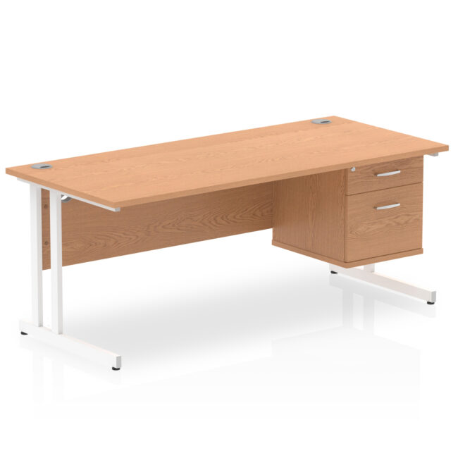 impulse 1800mm cantilever straight desk with single fixed pedestal