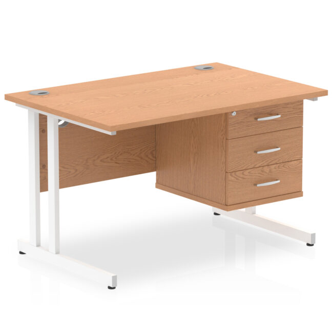 impulse 1200mm cantilever straight desk with single fixed pedestal