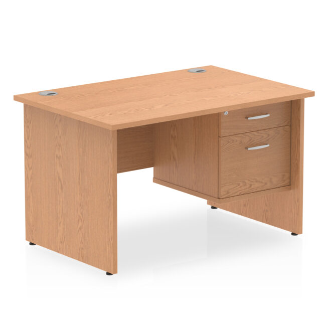 impulse 1200mm panel end straight desk with single fixed pedestal