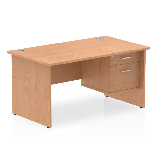 impulse 1400mm panel end straight desk with single fixed pedestal