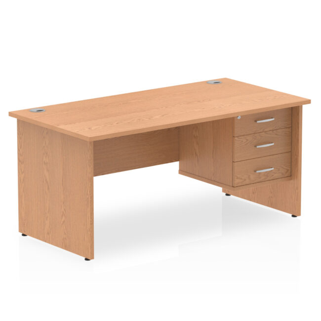 impulse 1600mm panel end straight desk with single fixed pedestal