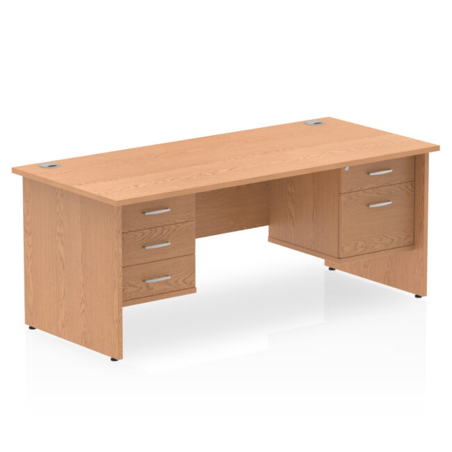 impulse 1600mm panel end straight desk with two fixed pedestal