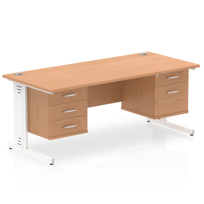 impulse 1800mm cable managed straight desk with two fixed pedestal