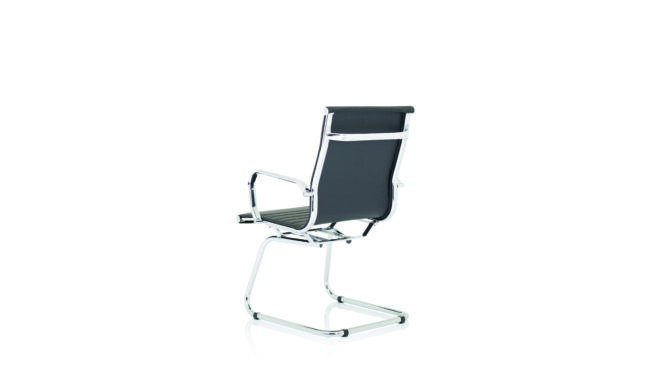nola black leather cantilever visitor chair with arms