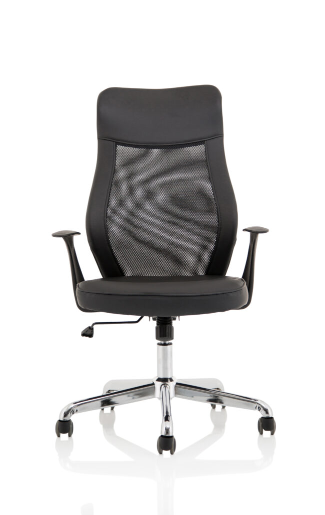 baye high mesh back task operator black leather office chair with arms