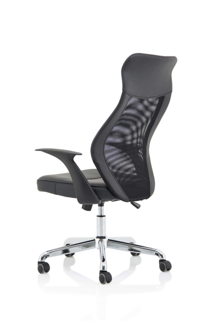 baye high mesh back task operator black leather office chair with arms
