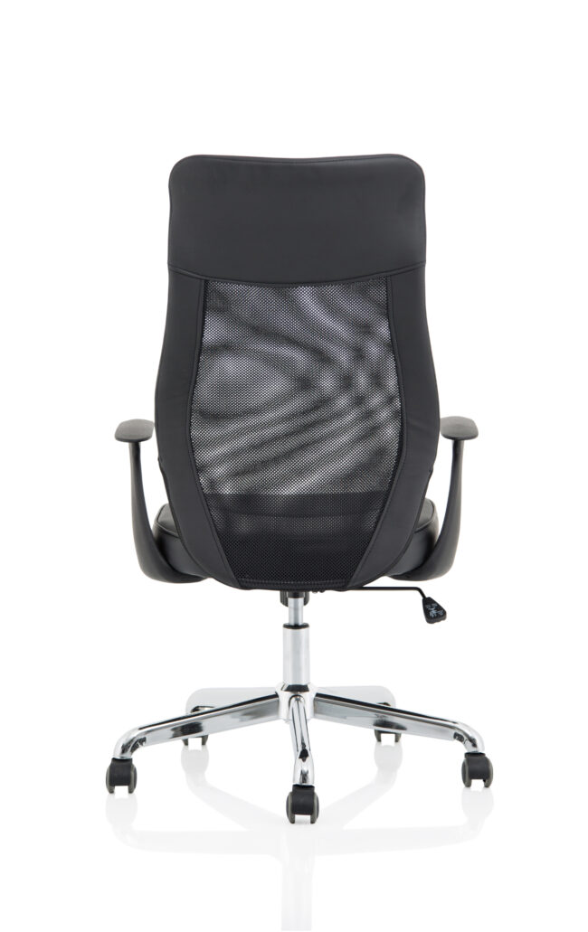 baye high mesh back task operator black leather office chair with arms
