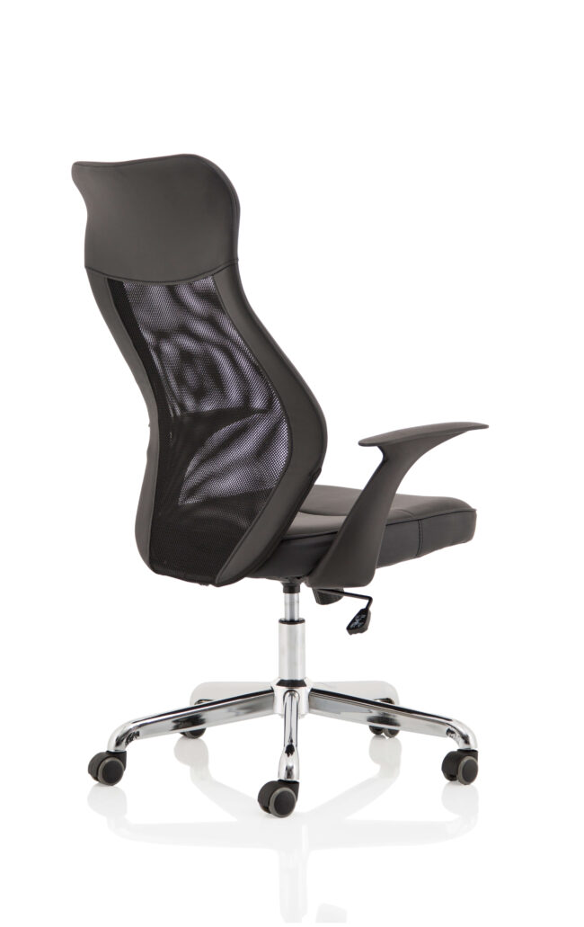 baye high mesh back task operator black leather office chair with arms