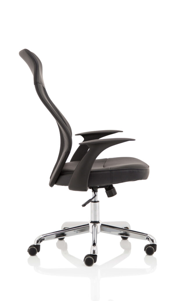 baye high mesh back task operator black leather office chair with arms