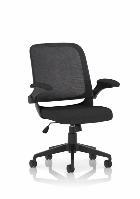 crew task operator mesh chair with folding arms
