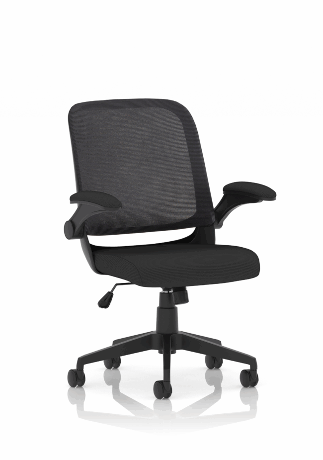 crew task operator mesh chair with folding arms