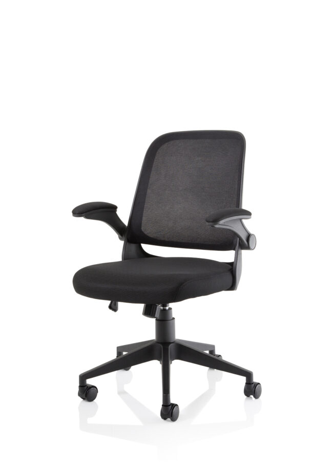 crew task operator mesh chair with folding arms