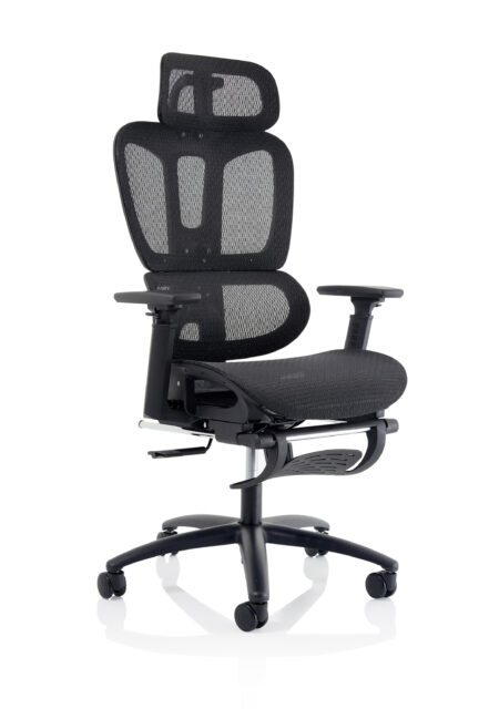 horizon executive mesh chair with height adjustable arms and footrest