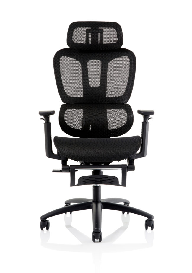 horizon executive mesh chair with height adjustable arms and footrest