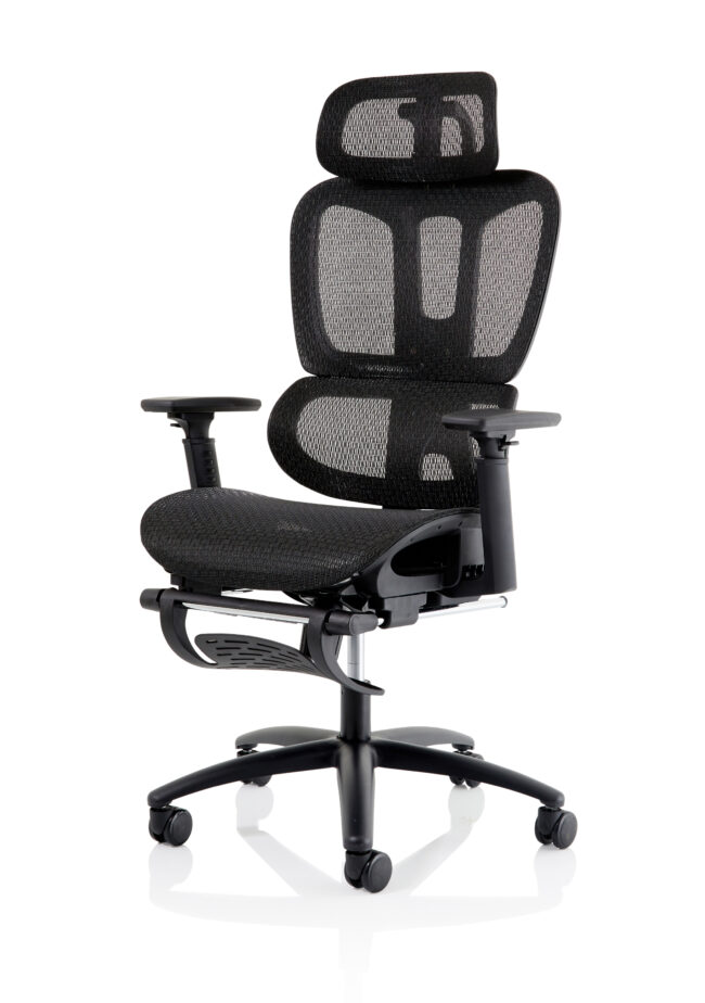 horizon executive mesh chair with height adjustable arms and footrest