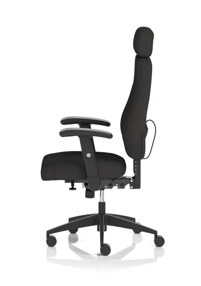 nexus high back black fabric ergonomic task operator office chair with arms and headrest