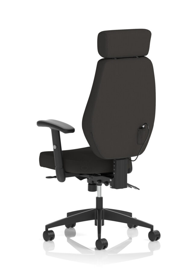 nexus high back black fabric ergonomic task operator office chair with arms and headrest
