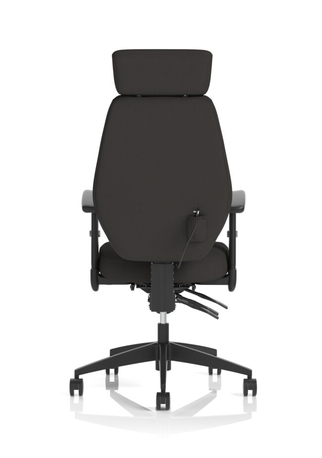 nexus high back black fabric ergonomic task operator office chair with arms and headrest