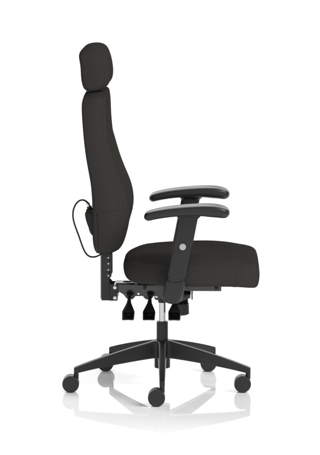 nexus high back black fabric ergonomic task operator office chair with arms and headrest