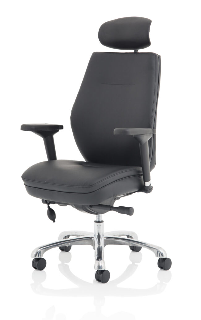 domino high back black ergonomic posture chair with arms and headrest