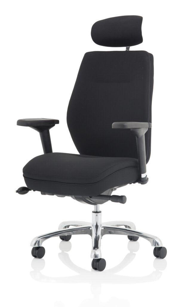 domino high back black ergonomic posture chair with arms and headrest