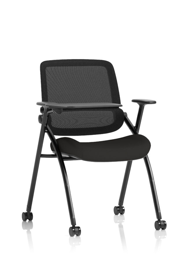 capra mesh back folding office training chair with sliding arms
