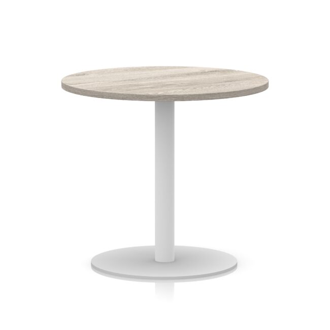 italia round poseur table white leg