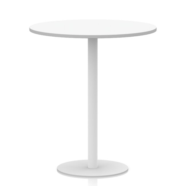 italia round poseur table white leg