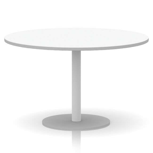 italia round poseur table white leg