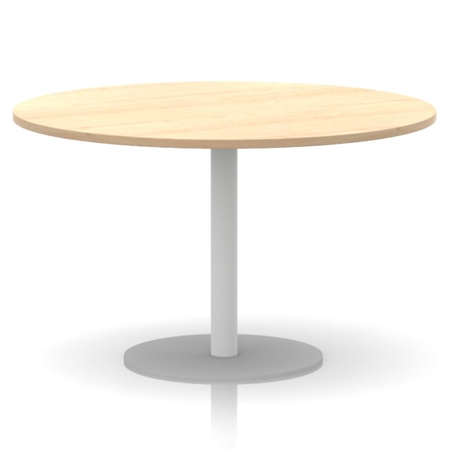italia round poseur table white leg