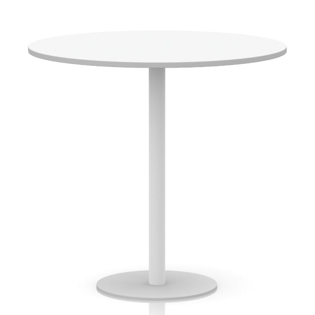 italia round poseur table white leg