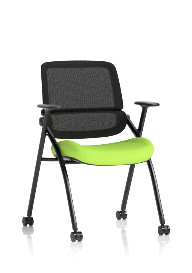 capra mesh back folding office training chair with sliding arms