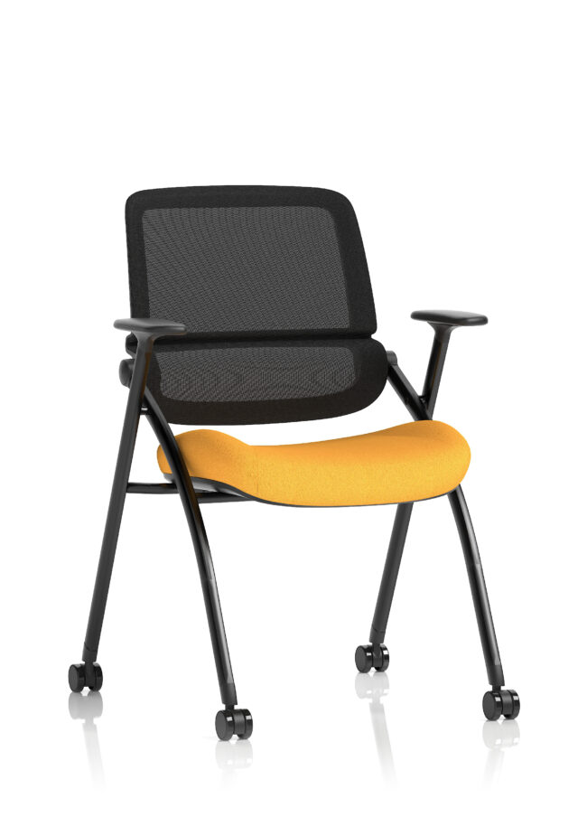 capra mesh back folding office training chair with sliding arms