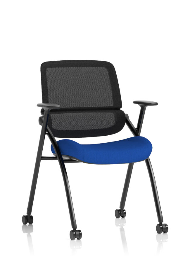 capra mesh back folding office training chair with sliding arms