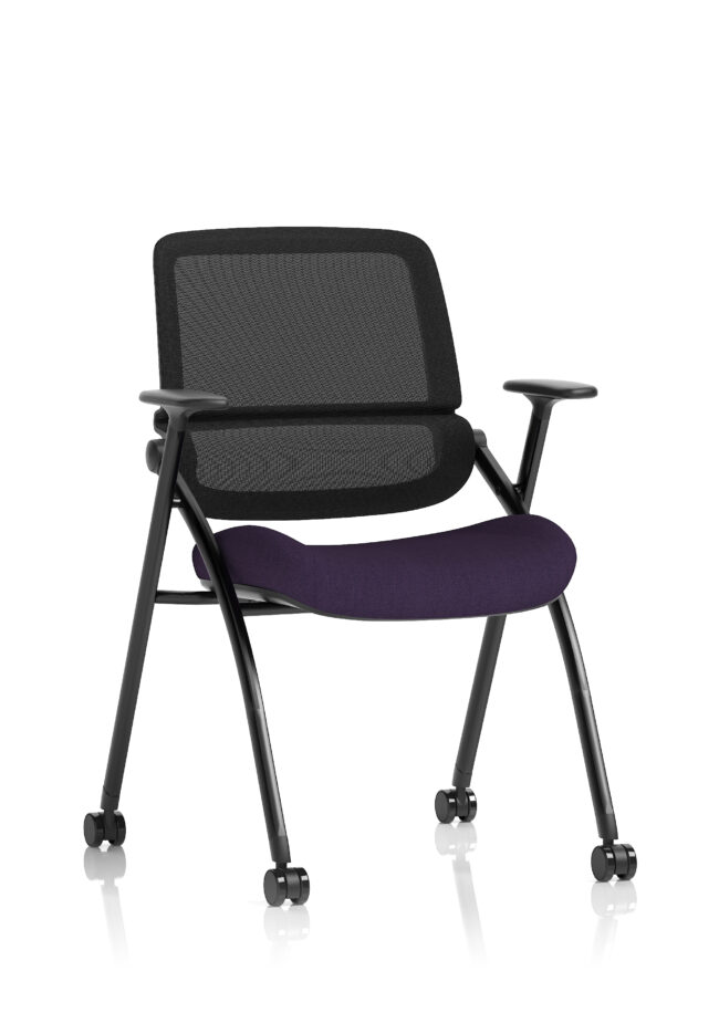 capra mesh back folding office training chair with sliding arms