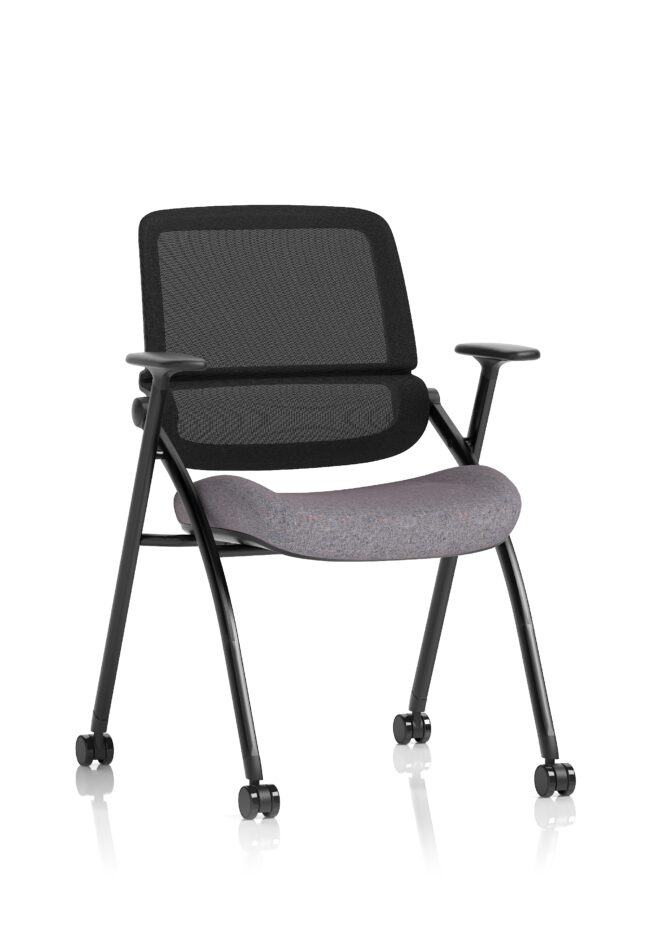 capra mesh back folding office training chair with sliding arms
