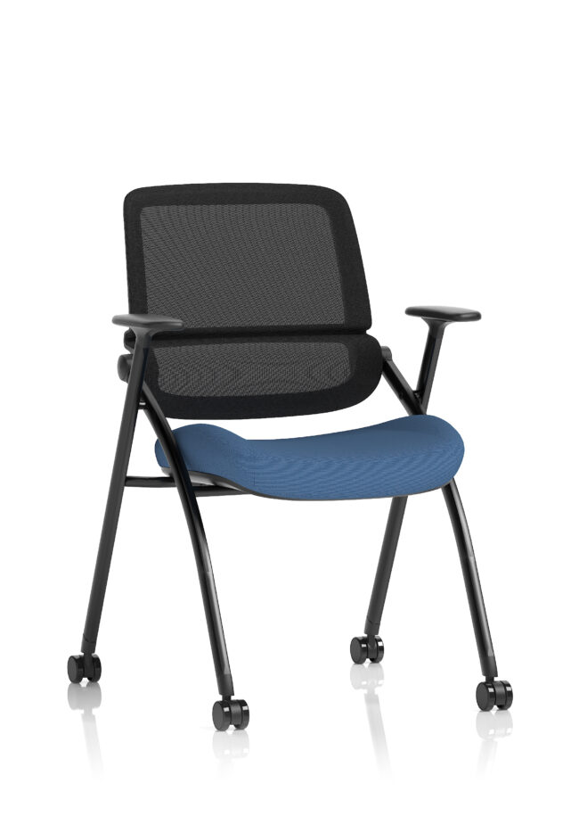 capra mesh back folding office training chair with sliding arms