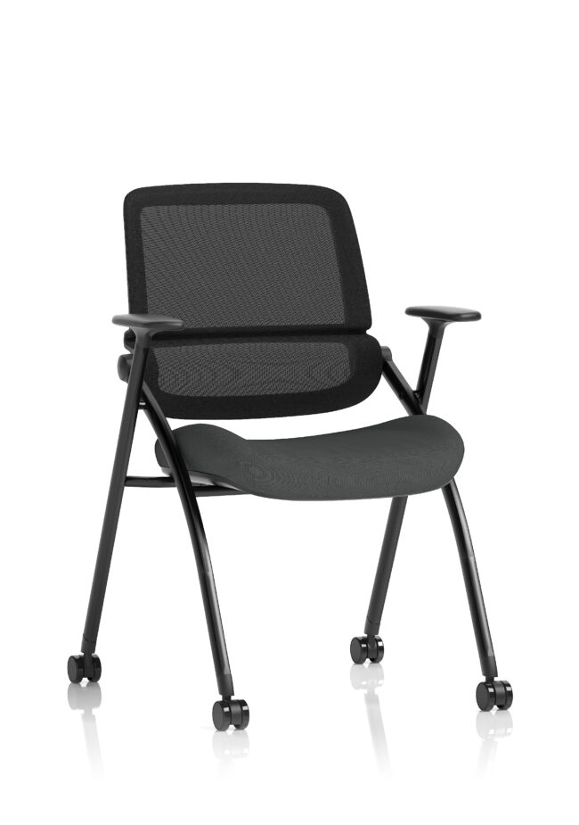 capra mesh back folding office training chair with sliding arms