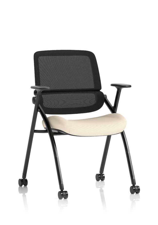 capra mesh back folding office training chair with sliding arms