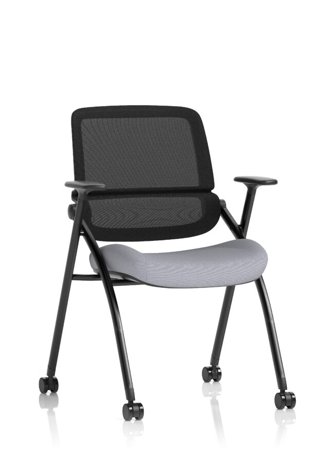 capra mesh back folding office training chair with sliding arms