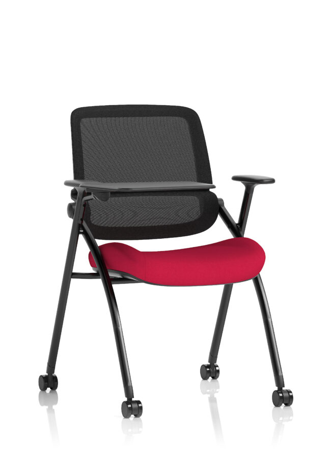 capra mesh back folding office training chair with sliding arms