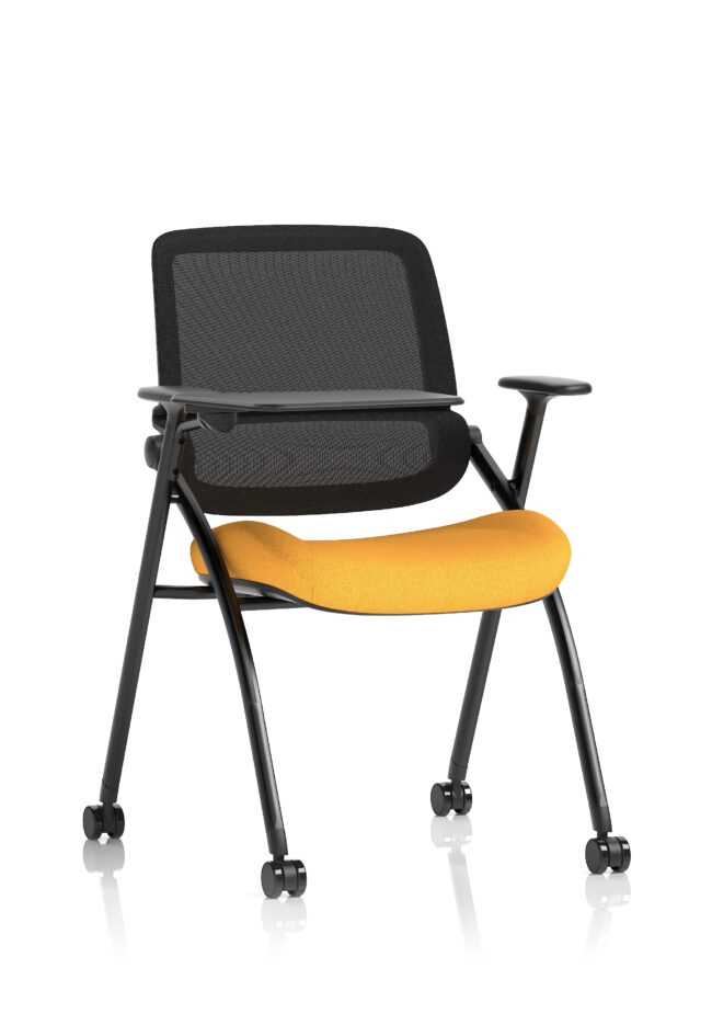 capra mesh back folding office training chair with sliding arms