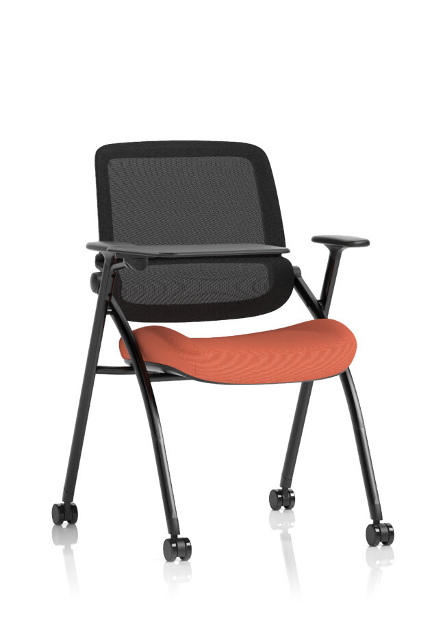 capra mesh back folding office training chair with sliding arms