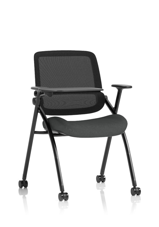 capra mesh back folding office training chair with sliding arms
