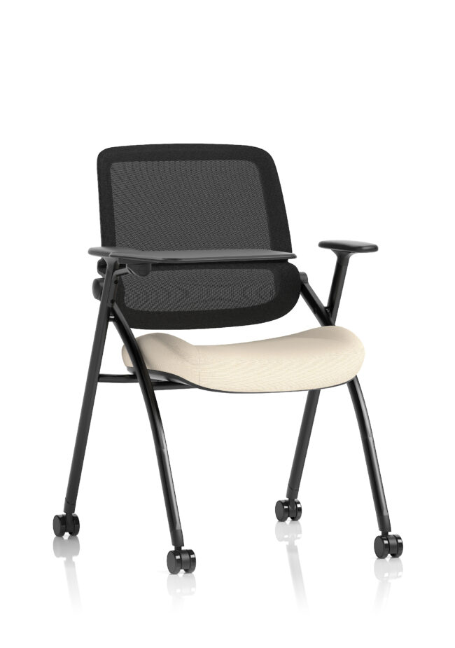 capra mesh back folding office training chair with sliding arms